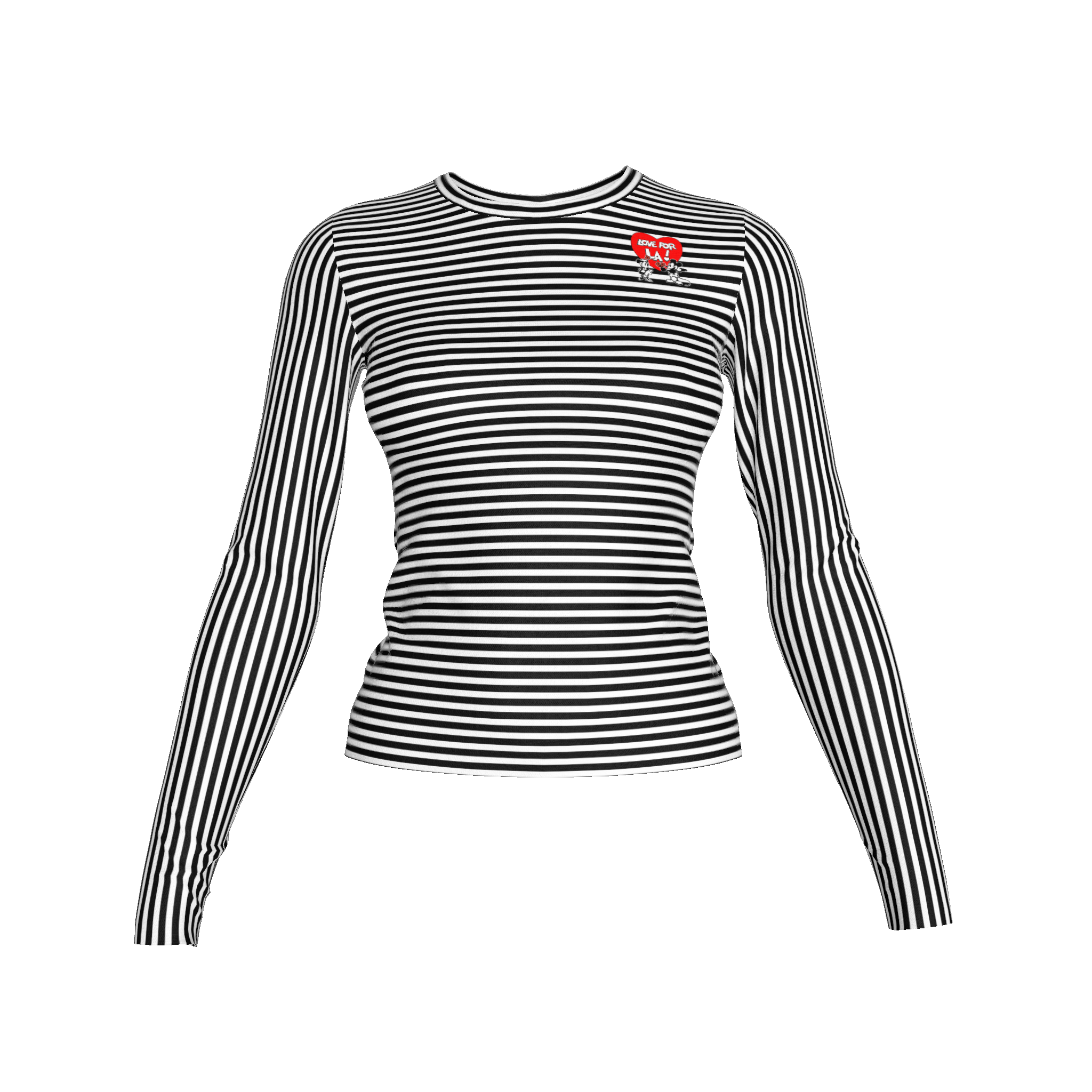 Love for LA Black and White Striped Long Sleeve Tee