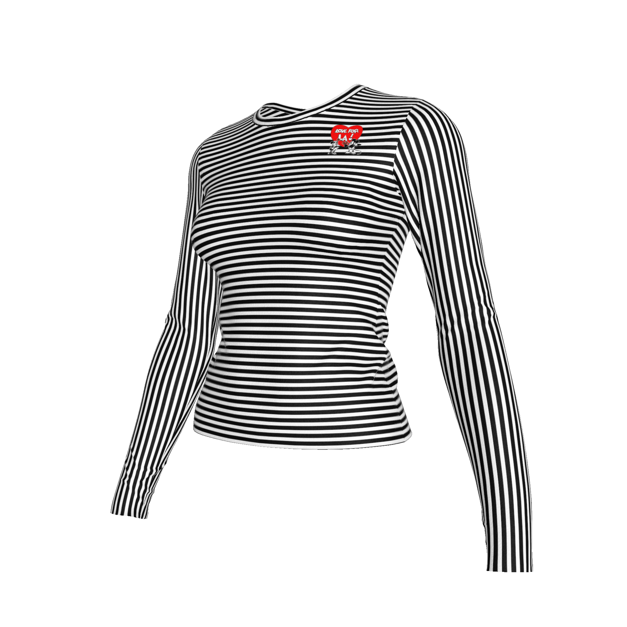 Love for LA Black and White Striped Long Sleeve Tee